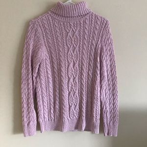 CROFT & BARROW Light Pink Heavy Cable Knit Turtleneck Sweater Size Medium M